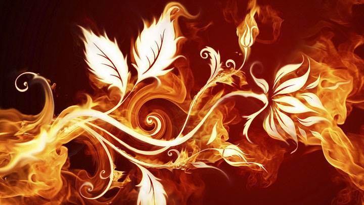 Artistic Flower Branch on Red Background